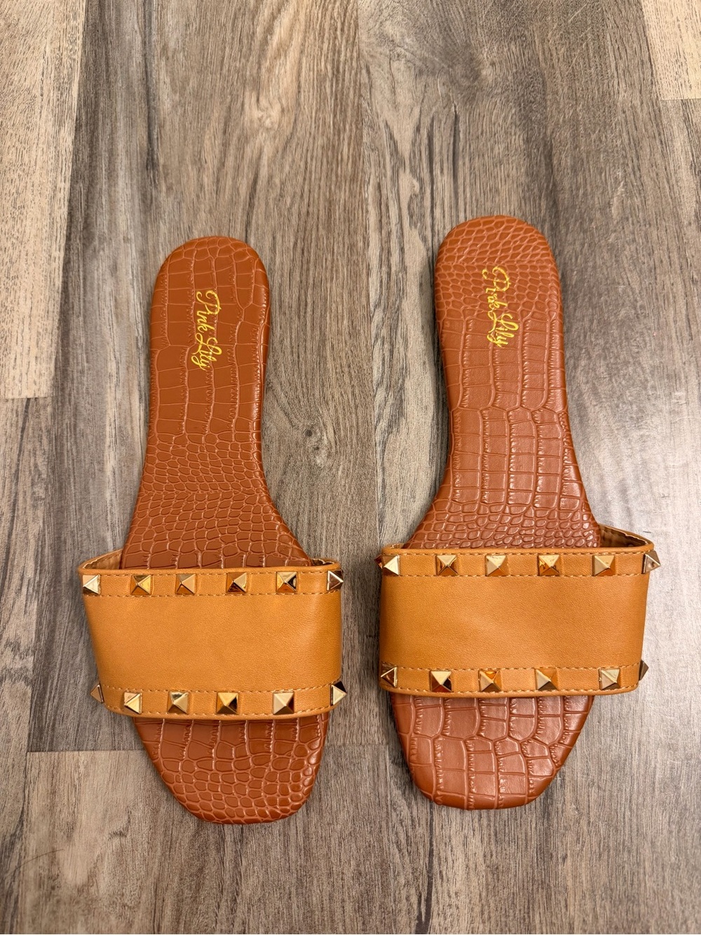 Pink Lily Studded Slide Sandals